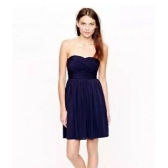 J. Crew Arabelle Silk Navy Dress - Picture 1 of 8